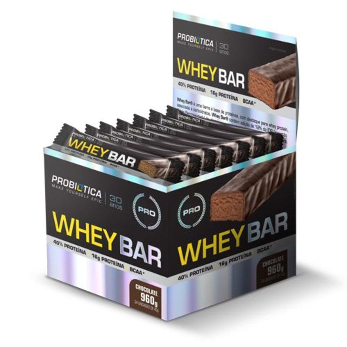 Whey Bar High Protein 24 Unidades 40g Chocolate Probiótica 2726