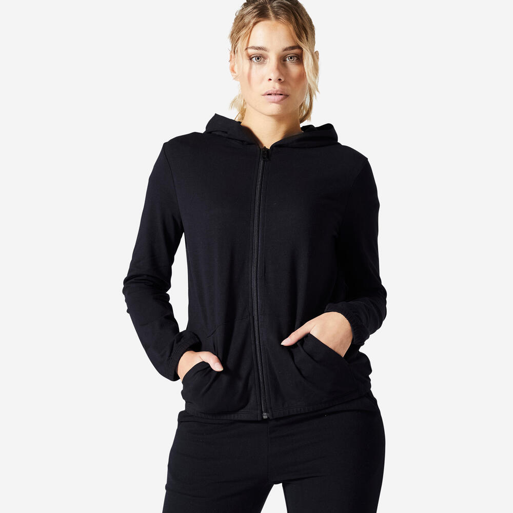 Casaco feminino de Ginástica e Pilates Hoodie 100