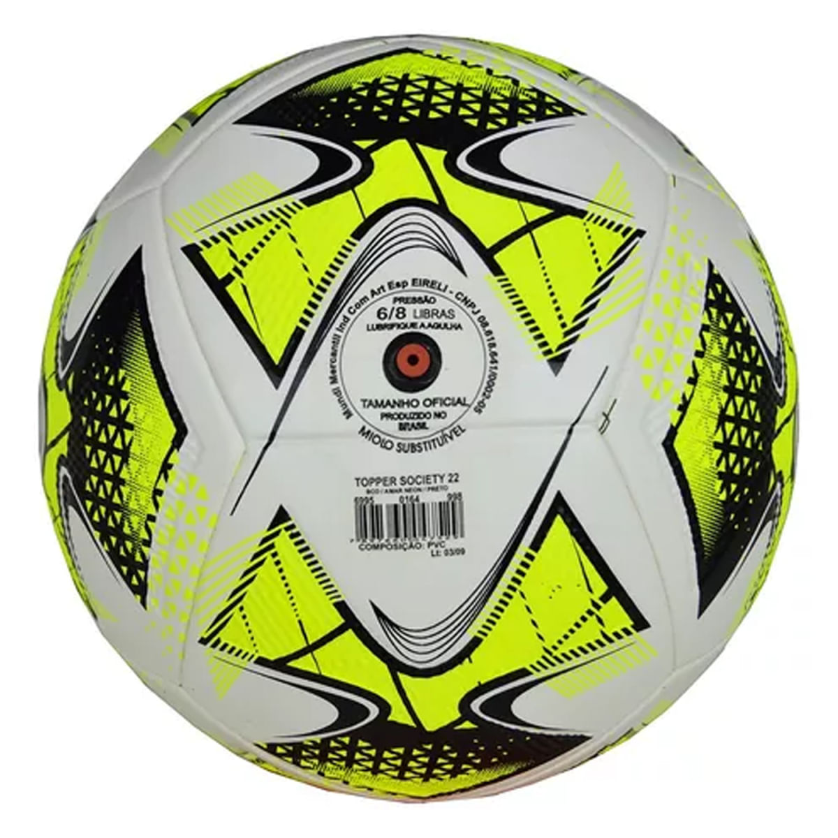 Bola Topper Futebol Society 22 Oficial Unissex - Branco e Amarelo