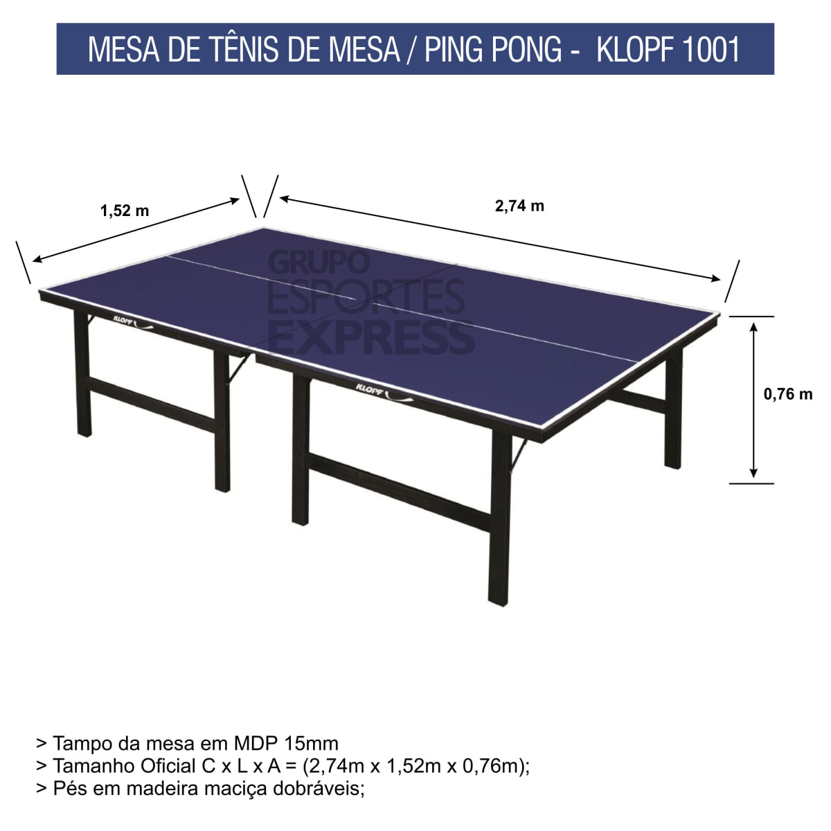 Decathlon Mesa De Tênis De Mesa Ping Pong MDP 15mm Klopf 1001