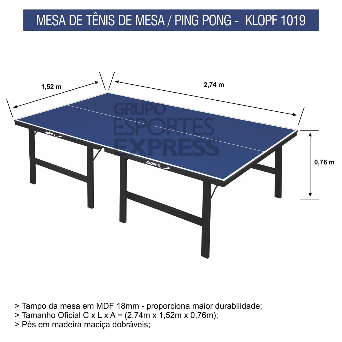 Decathlon Mesa De Ping Pong Oficial em MDF 18mm Klopf 1019