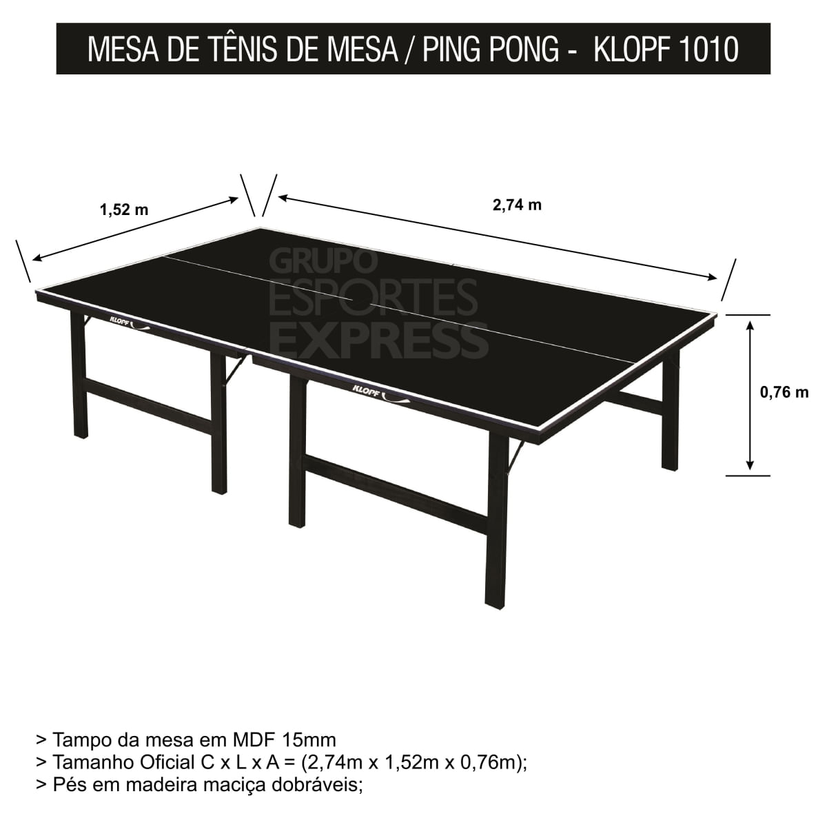 Decathlon Mesa de Ping Pong Black Table MDP 15mm Klopf 1010