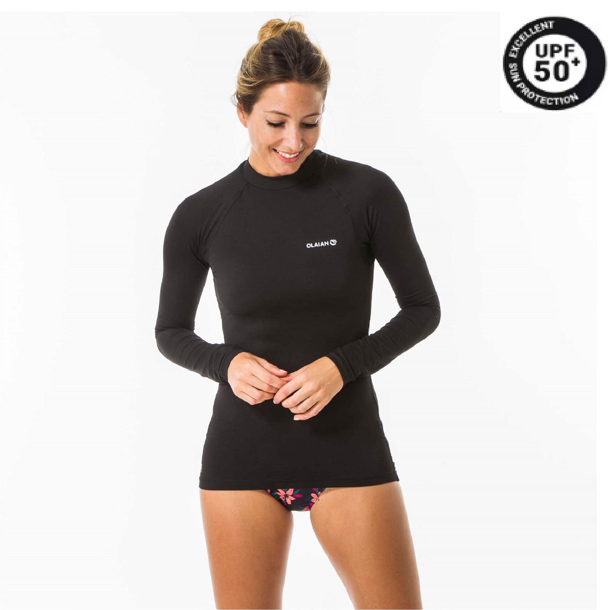 Camiseta Feminina de Surf Anti-UV Top 100 Olaian