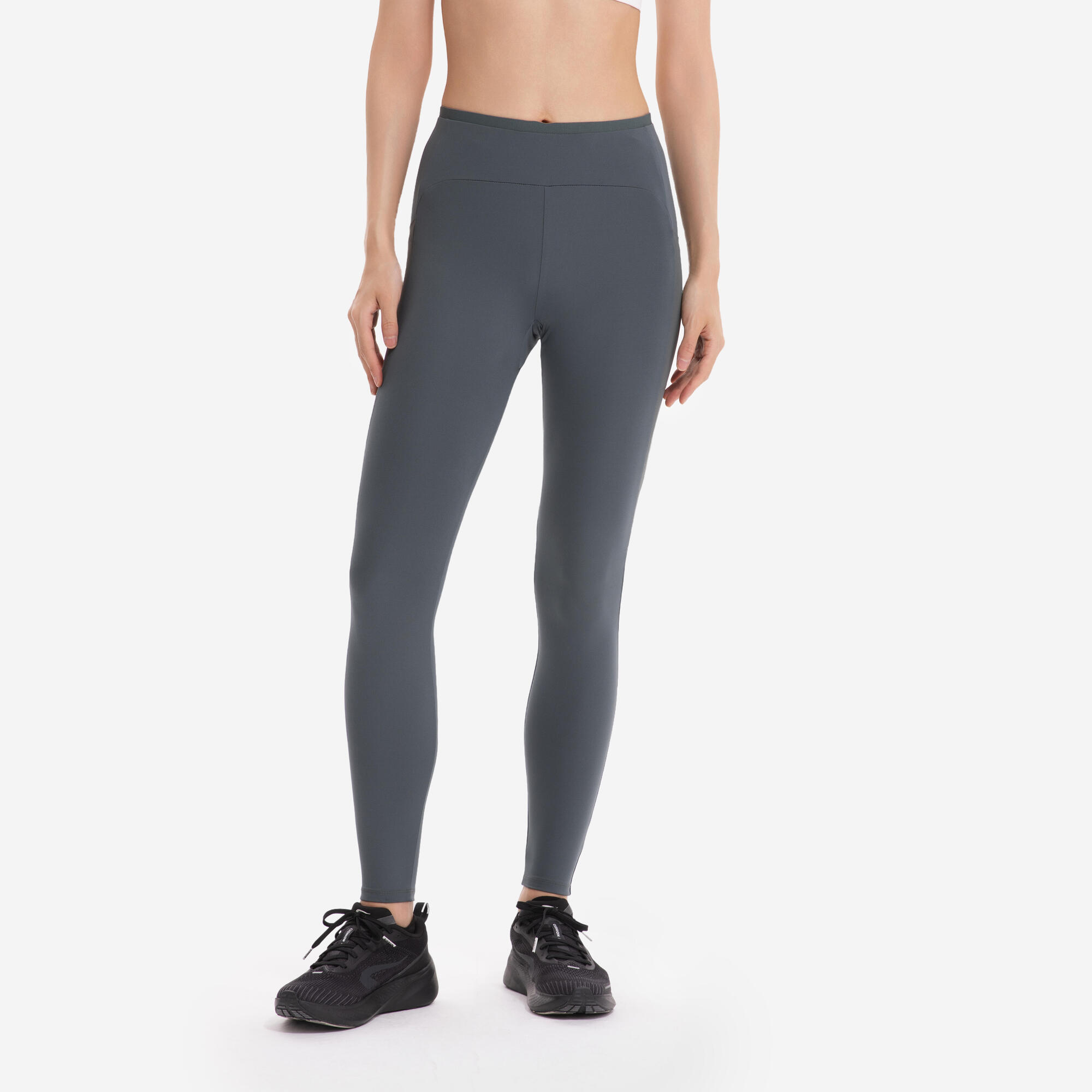 Legging Feminina de Corrida Run 500 Confort Kiprun verde cáqui escuro