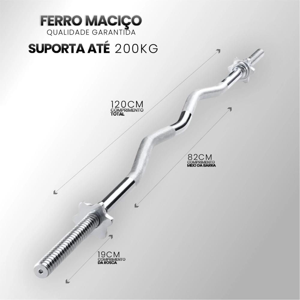 Decathlon Barra W Musculação Maciça 120cm Cromada com Rosca Consport