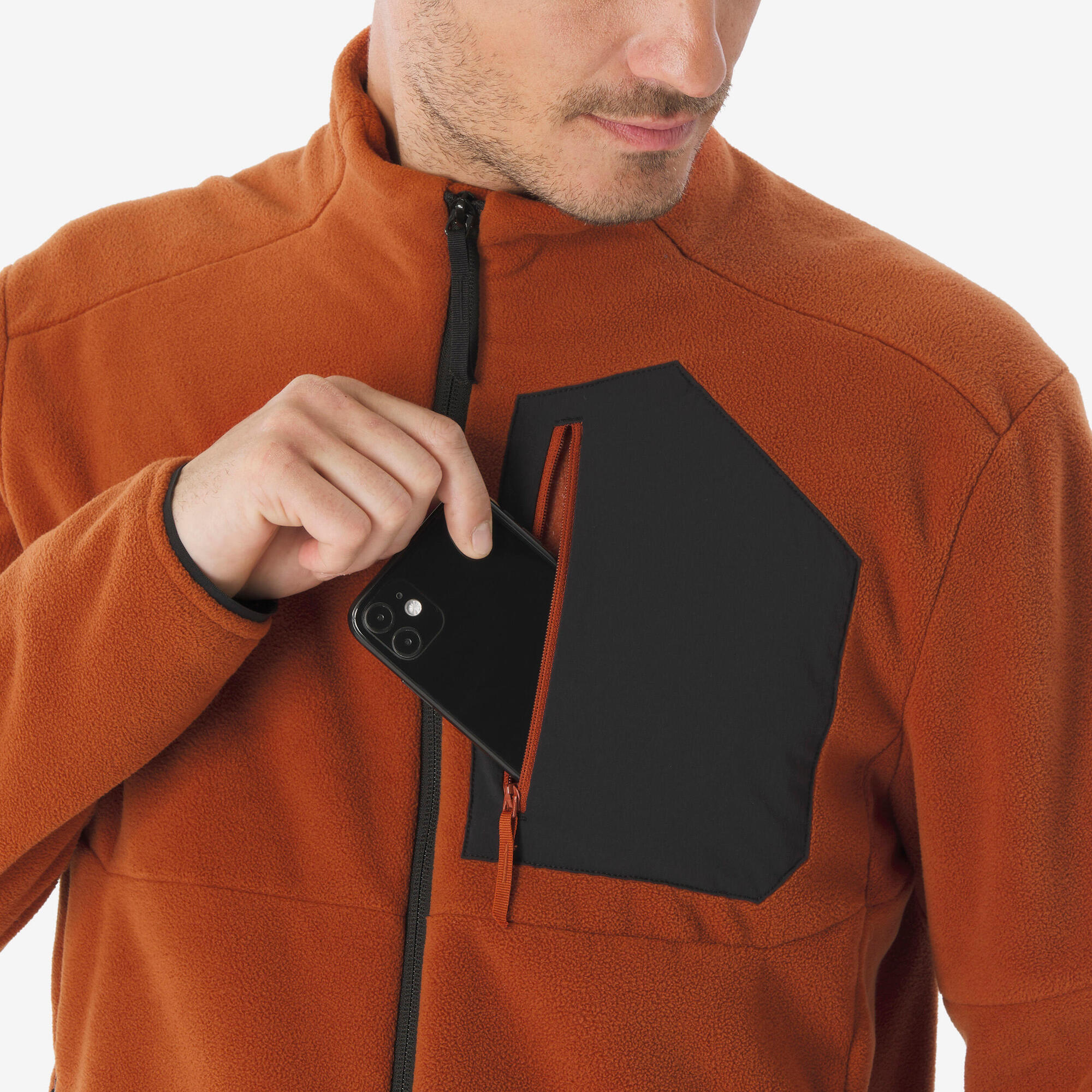 ihika　0705 Decathlon | Jaqueta Masculina de Trilha MH500 Fleece Quechua Laranja