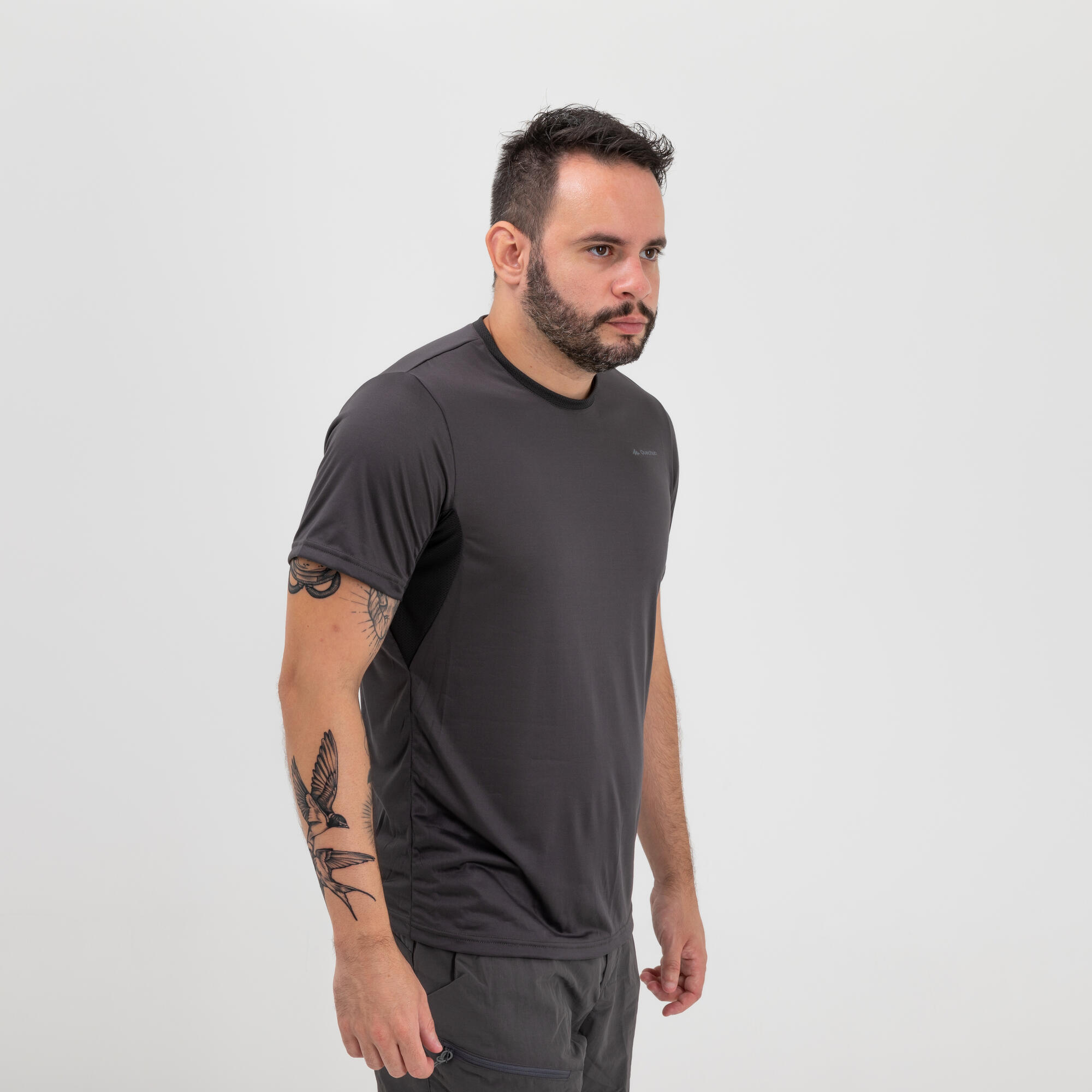 Camiseta Masculina para Trilha MH100 Quechua Preta Quechua