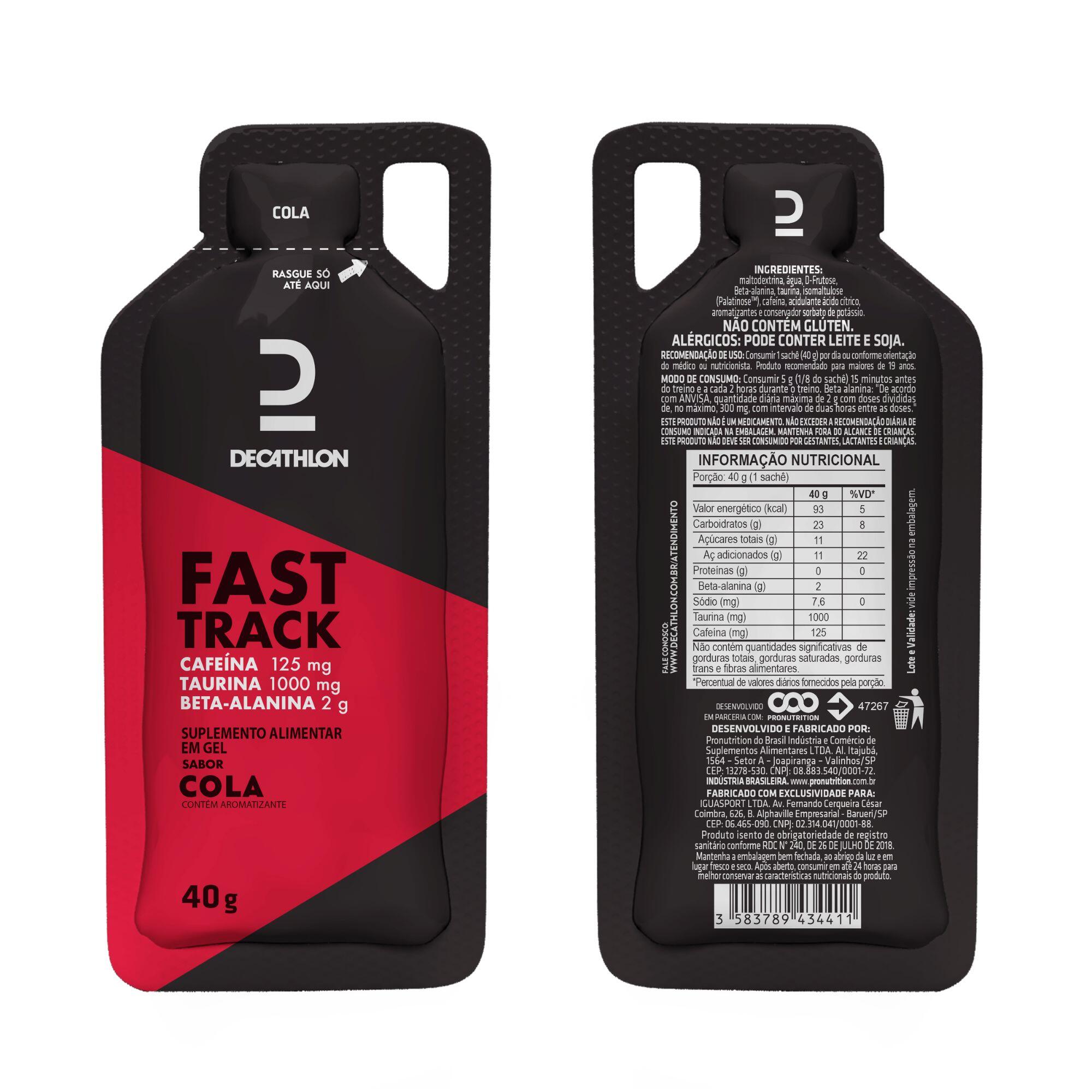 Sachê Gel Fast Track com Cafeína e Taurina 40g Decathlon Cola (unidade)