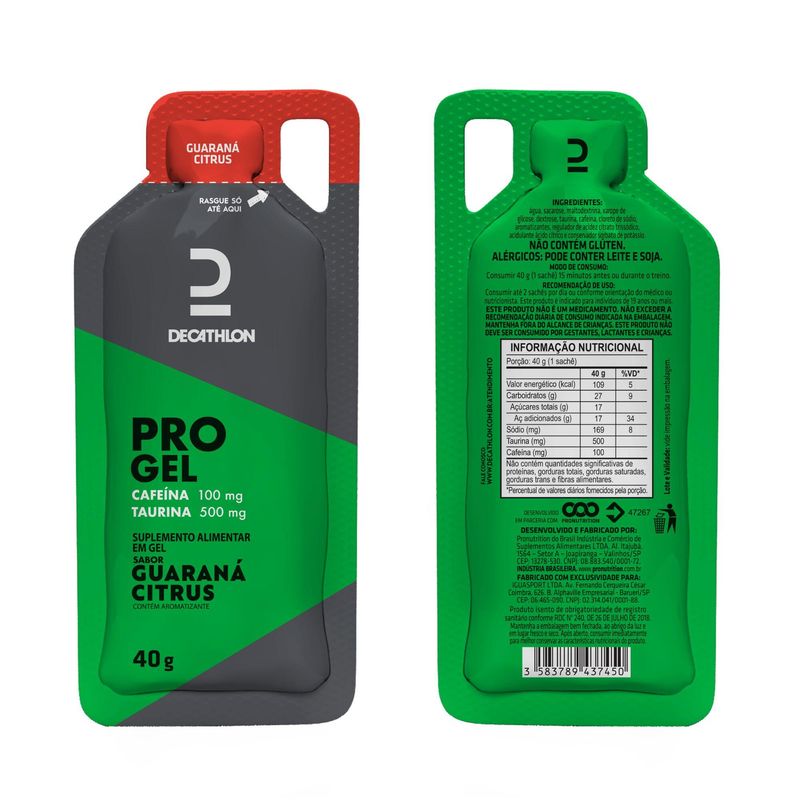 Pro Gel Energy de Carboidrato 40g com Cafeina Decathlo Guaraná Citrus