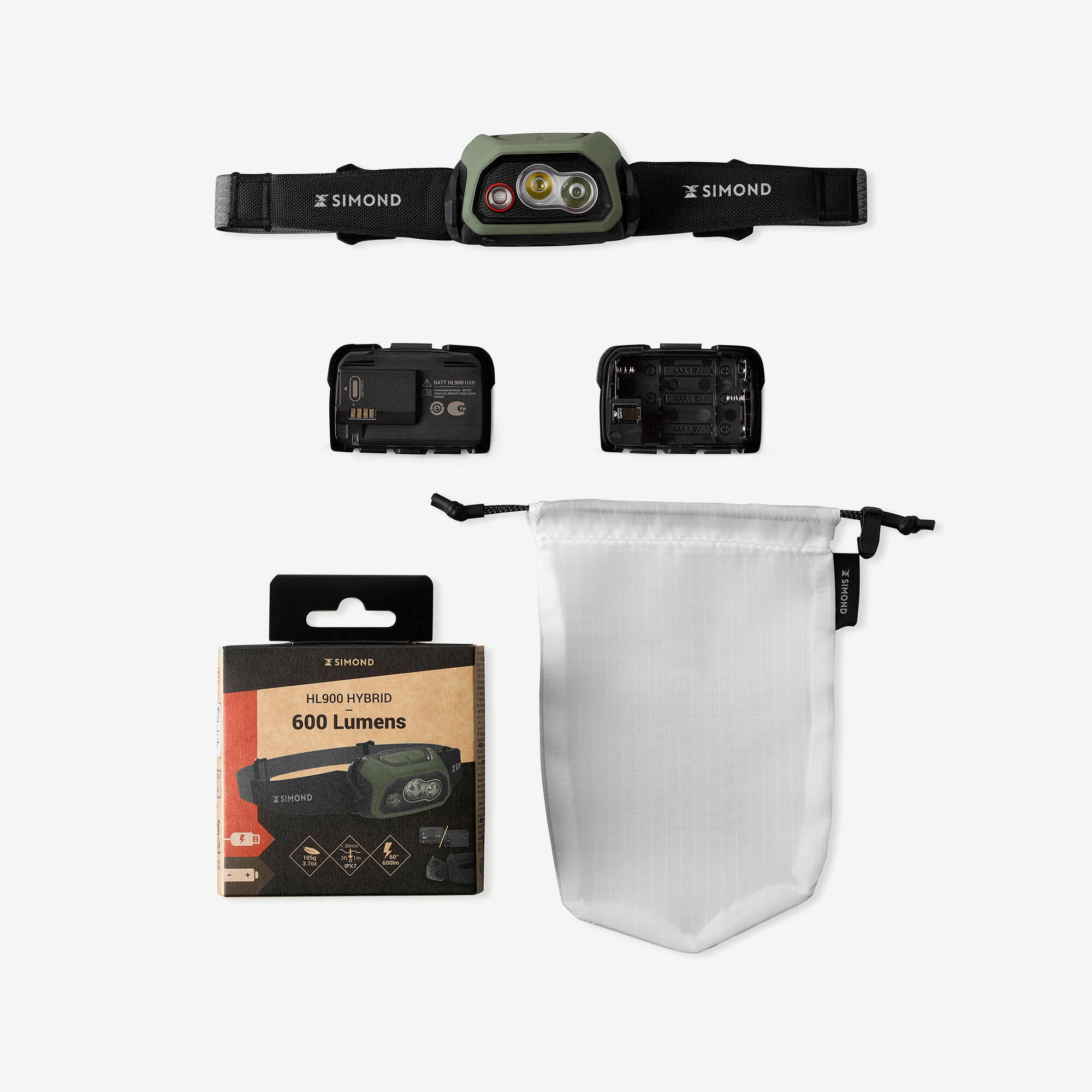 Decathlon | Lanterna Frontal de Trilha Recarregável - Hl900 Usb V3