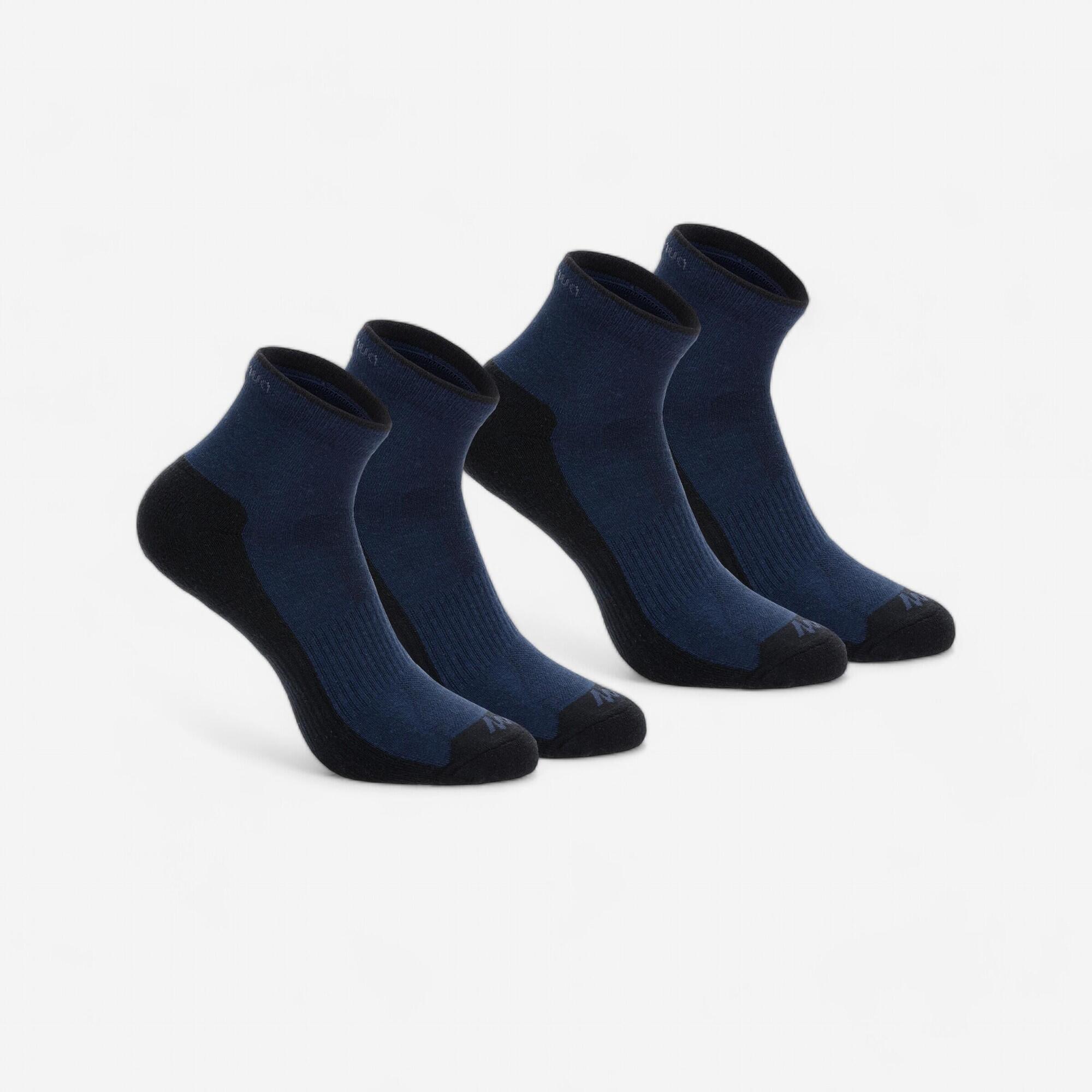 Meias de Trilha Unissex de Cano Médio 2 Pares Quechua Azul