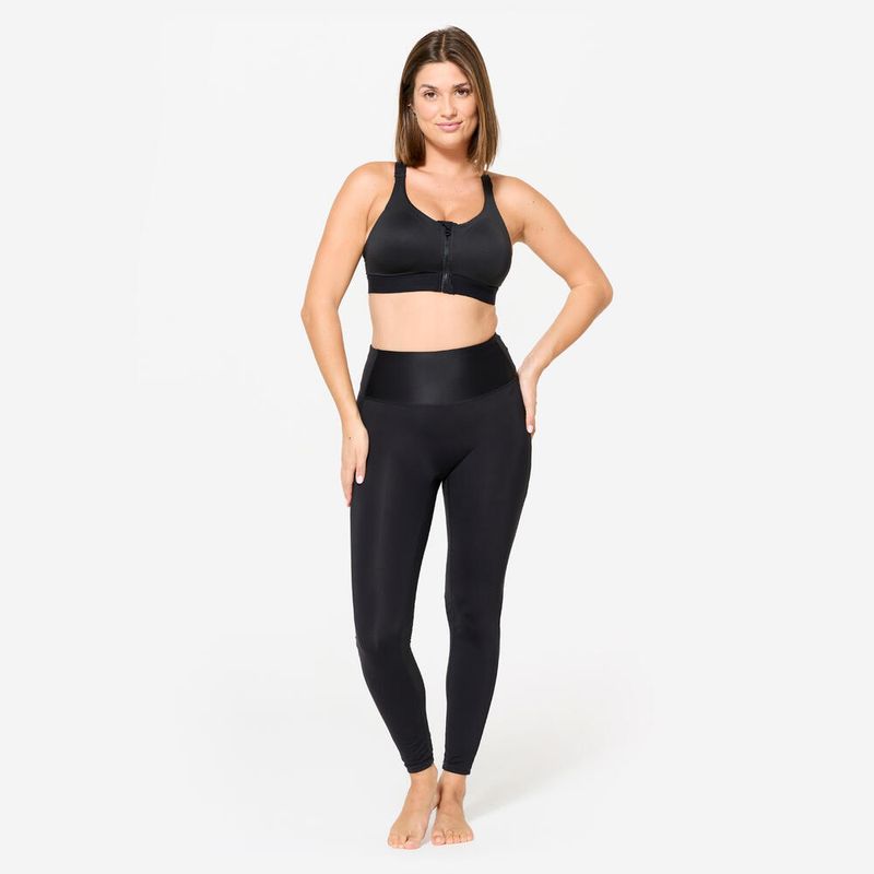 Top Feminino de Treino com Suporte Elevado Domyos Preto, preto, 3G
