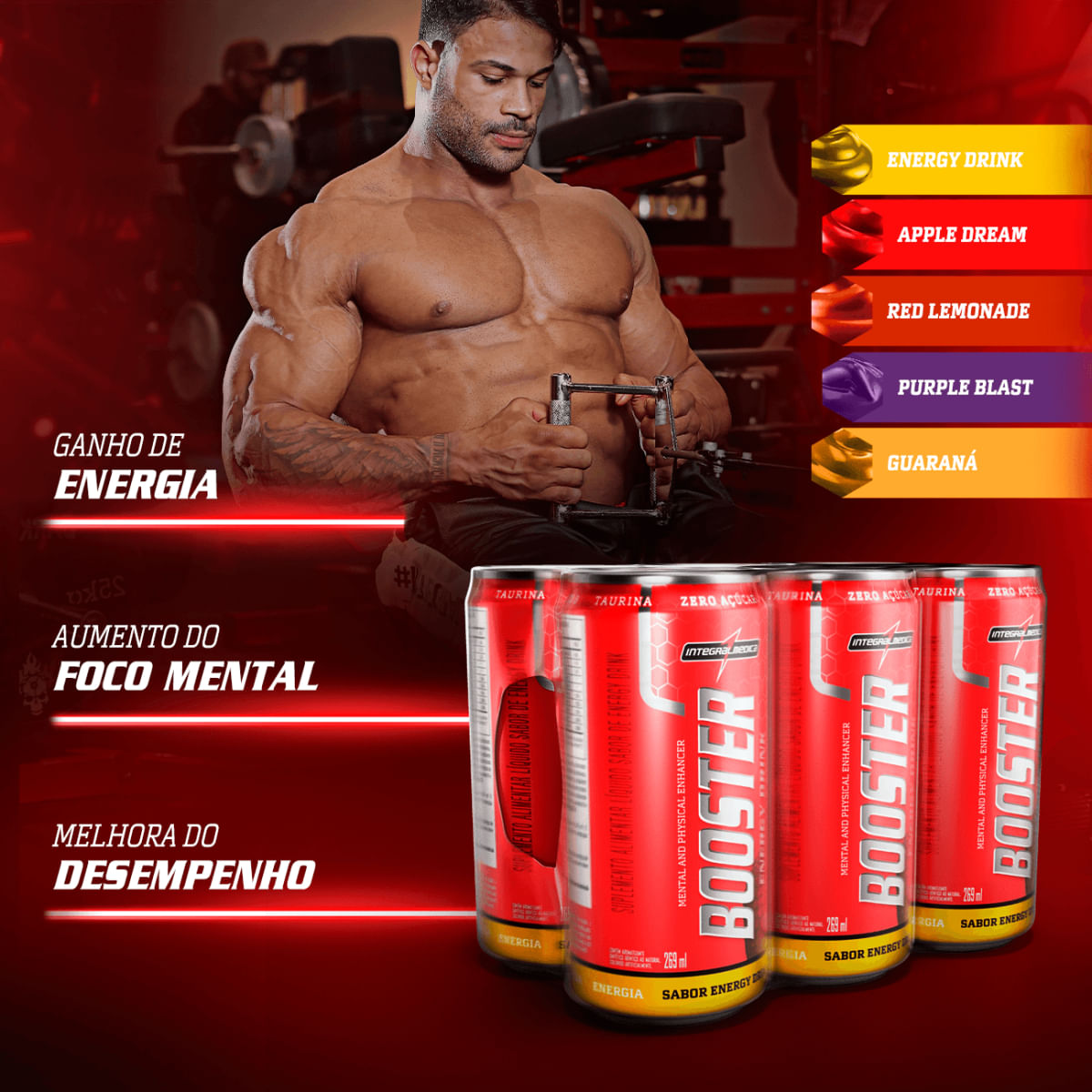 Decathlon | Pré treino 6 unidades Booster Drink 269ml Integralmédica