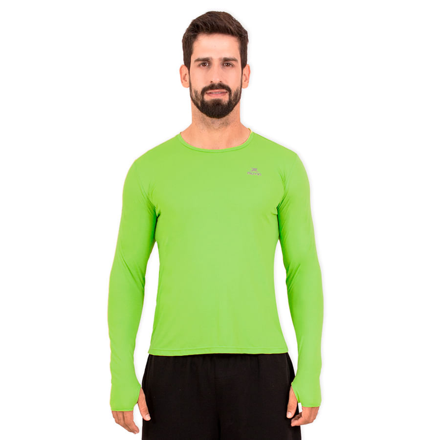 Camiseta Running Performance Muvin Masculina em Poliamida com Manga Comprida e UV50