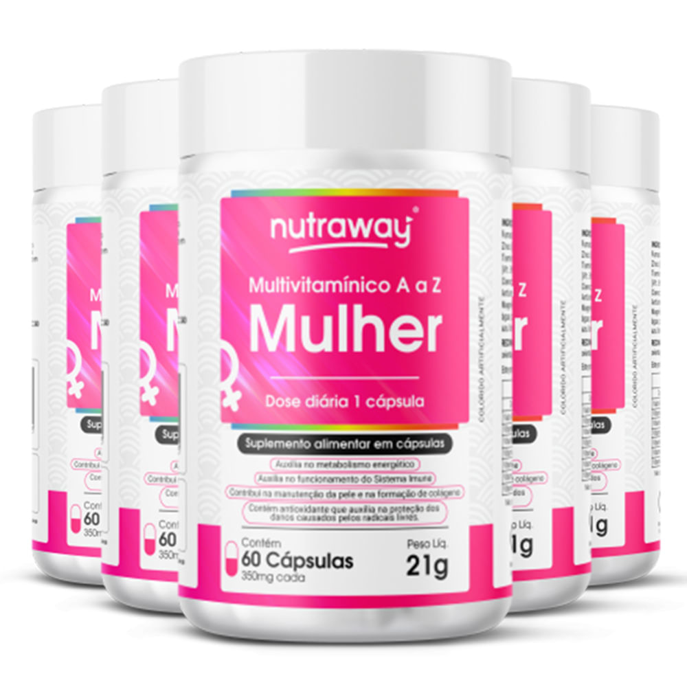 Kit 5 Multivitamínico Mulher Nutraway 350mg 60 Cápsulas 9486