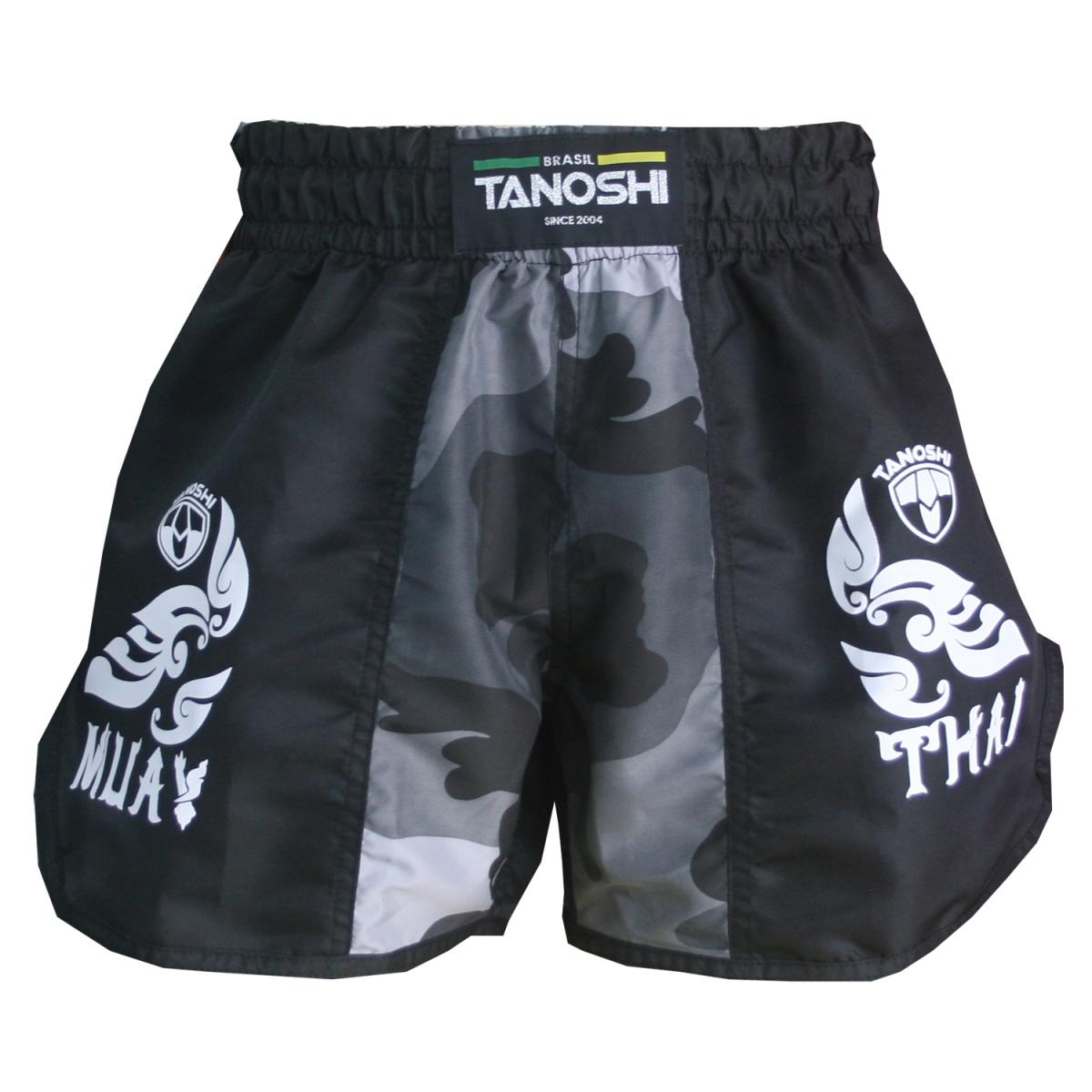 Shorts Muay-thai Kan Tanoshi Camuflado Cinza Estampado