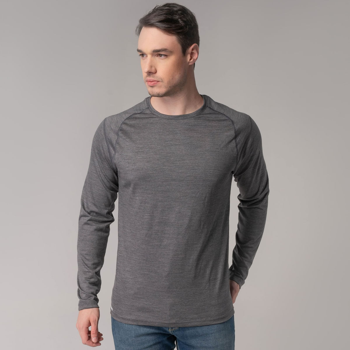 Blusa térmica masculina segunda pele Merino Wool Fiero manga longa