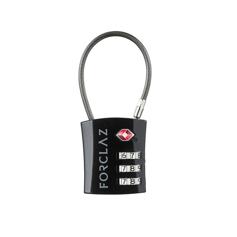 Cadeado de Viagem com Cabo TSA Forclaz Preto
