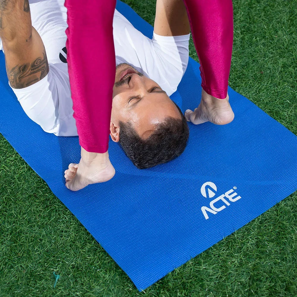 Tapete Yoga Mat, Com Alça de Transporte, Antiderrapante, Texturizado, Azul,  T11, Acte Sports