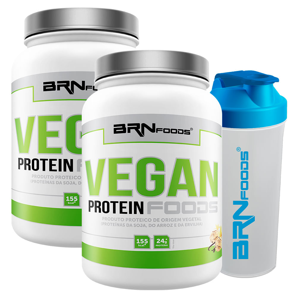 KIT Proteína Vegana 2x Vegan Protein 500g + Coqueteleira BRN FOODS