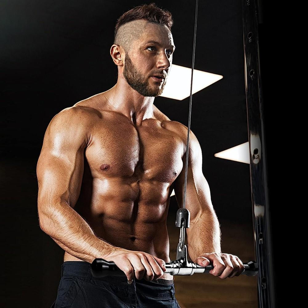 Puxador Barra Reta Cromada Com Giro Pulley Tríceps 51cm D1Fitness