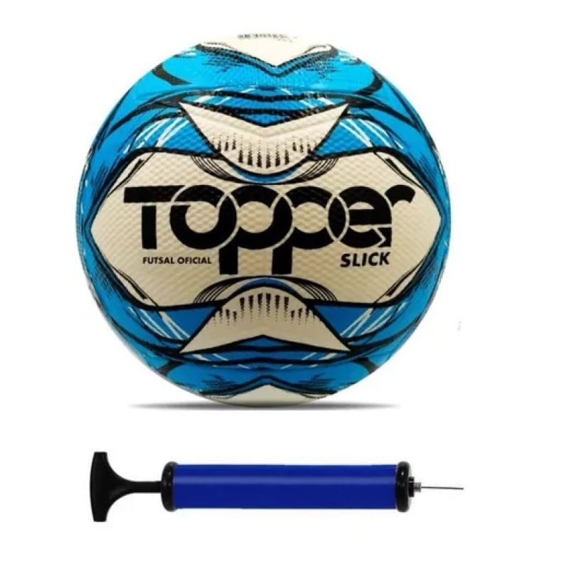 Bola Futsal Topper Slick Azul + Bomba de Ar