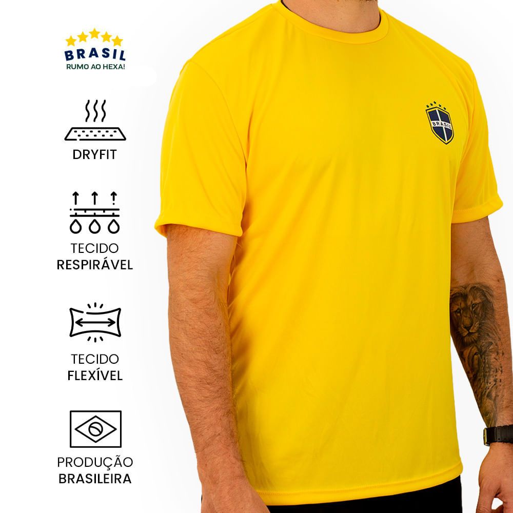 Camiseta Brasil Onça Amarela DryFit Sport Personalizada