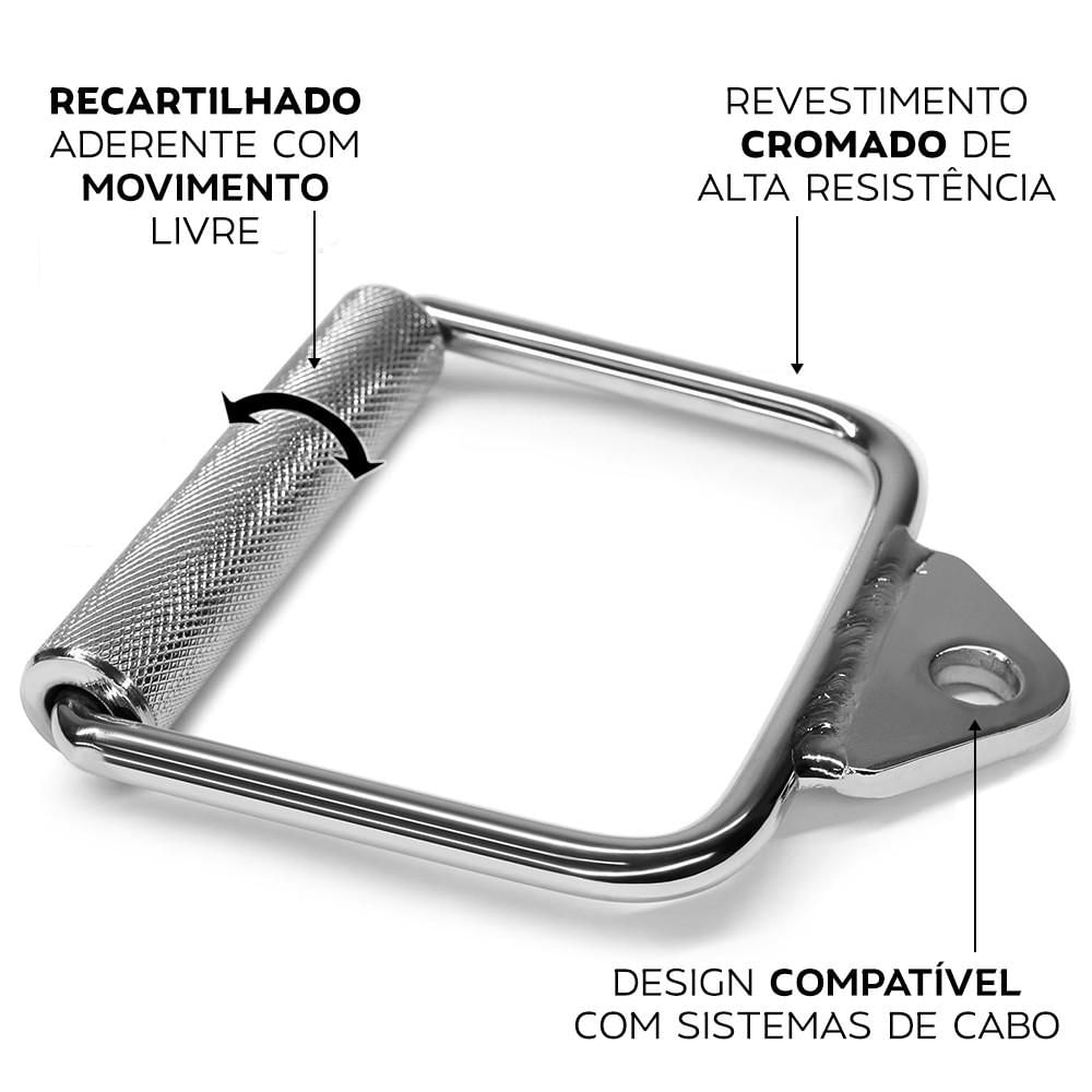Par Puxador Estribo CrossOver Cromado Pulley Academia Triceps Costas