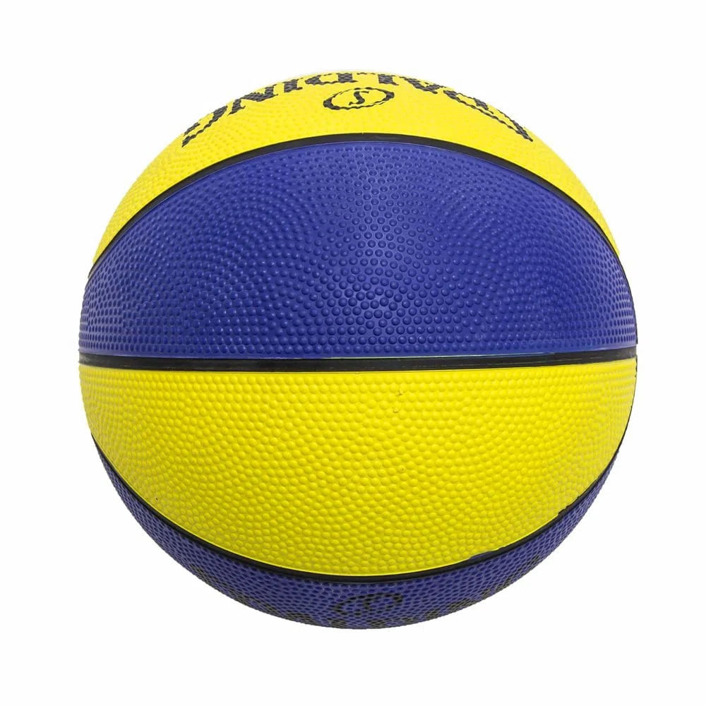 Mini Bola de Basquete Spalding Lay Up Tam 3 Azul e Amarela