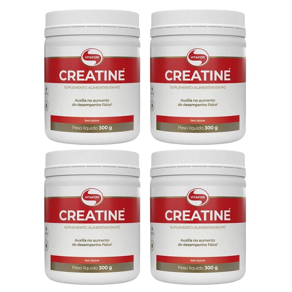 Kit 4 Creatine Energia Creatina Monohidratada 300g Vitafor