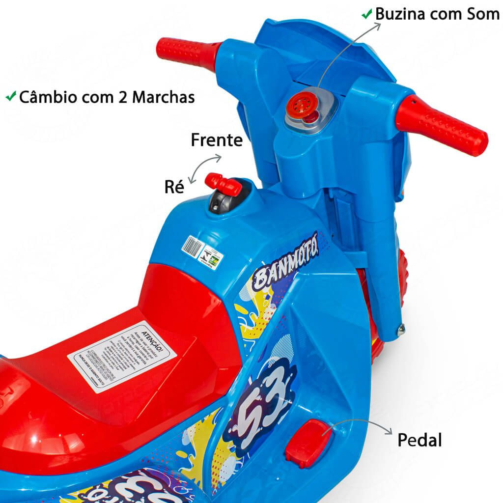 Moto Elétrica Infantil BanMoto Azul