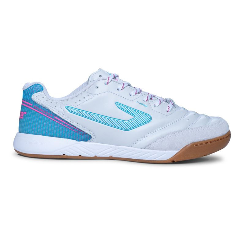 Tenis de Futsal Topper Dominator PRO IV - Branco / Pink / Azul