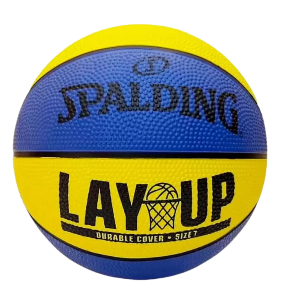 Bola de Basquete Spalding Lay Up Azul e Amarelo - Unissex