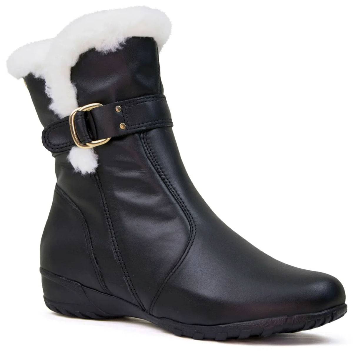 Bota feminina couro forrada lã cheap