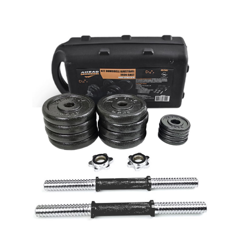 Kit Pares Dumbbell Halteres Ajustável Iron Cast até 15kg